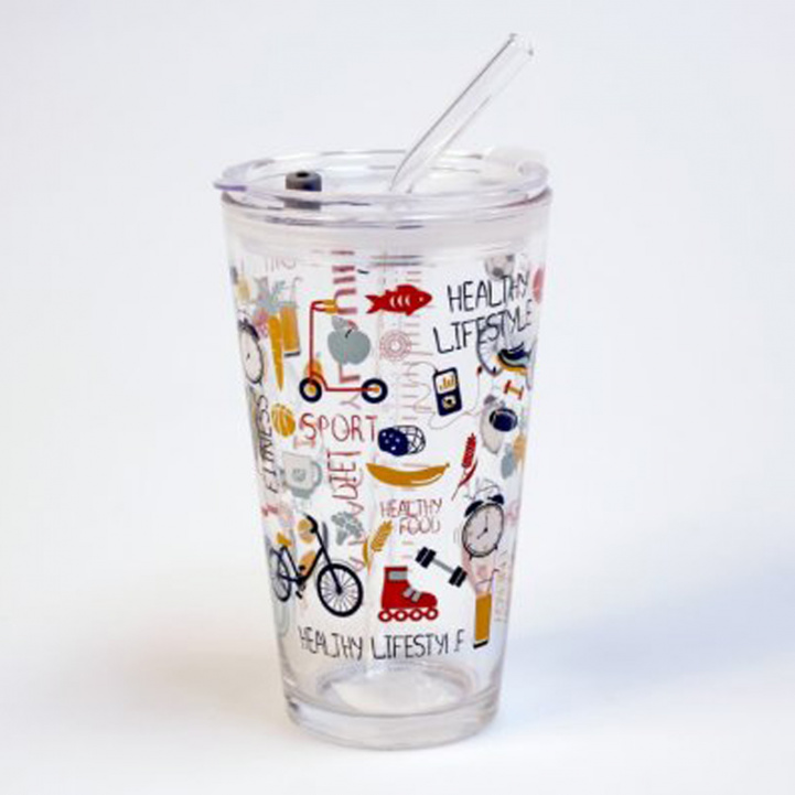 Glasse med sugerør Lifestyle i gruppen Husholdning & Kjøkken / Glass & Krus / Kopper og kaffekopper hos Campmarket (75197)