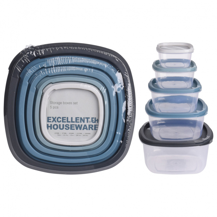 Burksett med lokk 5-pakning i gruppen Husholdning & Kjøkken / Kjøkkenutstyr / Mat & Lageroppbevaring hos Campmarket (75728)