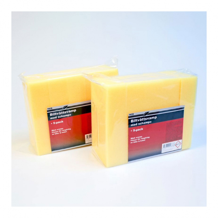 Biltvättsvamp 5-pakning med sjampo i gruppen Vann & Sanitær / Rengjøring & Vedlikehold / Vaskeredskap hos Campmarket (76193)