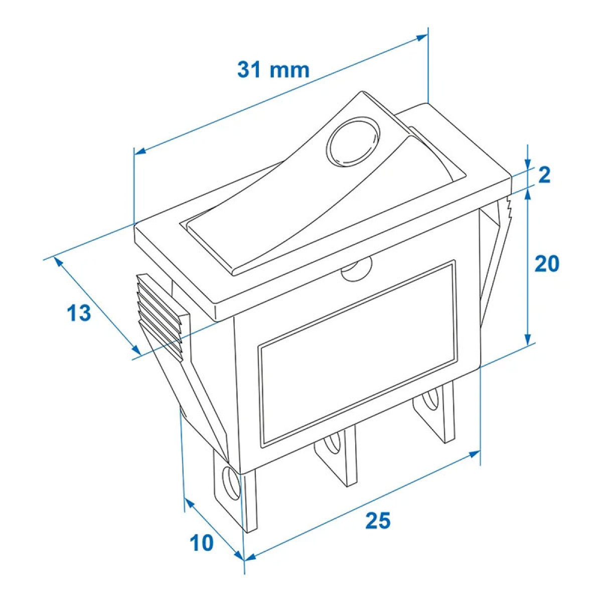 ProPlus Vippbryter LED Blå 12V/24V-max. 10A i gruppen Campingvogn & Bobilt / Elektronikk / Strømbryter & In/Utgang / Strømbryter hos Campmarket (77130)