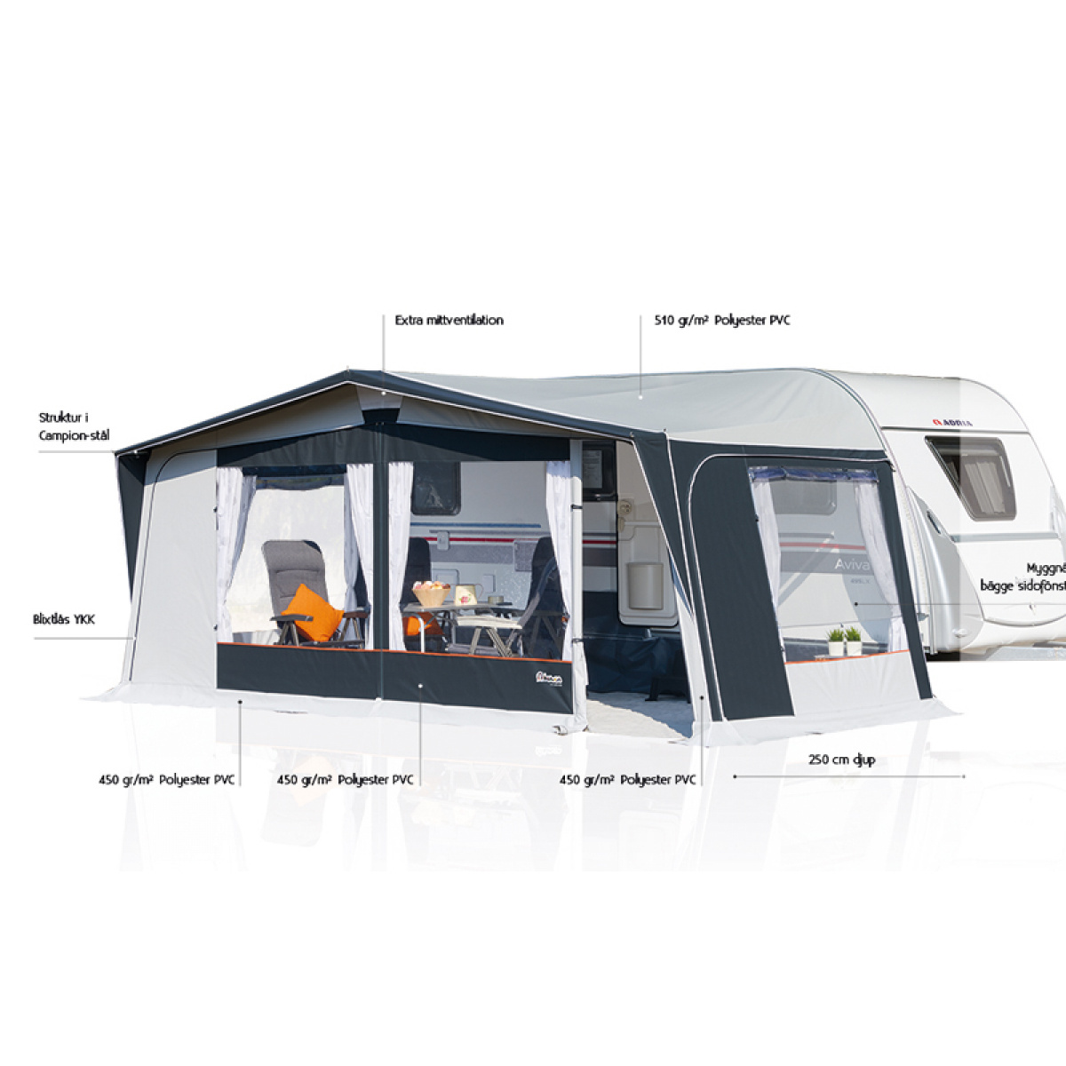 Inaca Sintra 250 i gruppen Fortelt & Markiser / Fortelt Campingvogn / A-måttstelt / Dyp 2,5m hos Campmarket (77861)