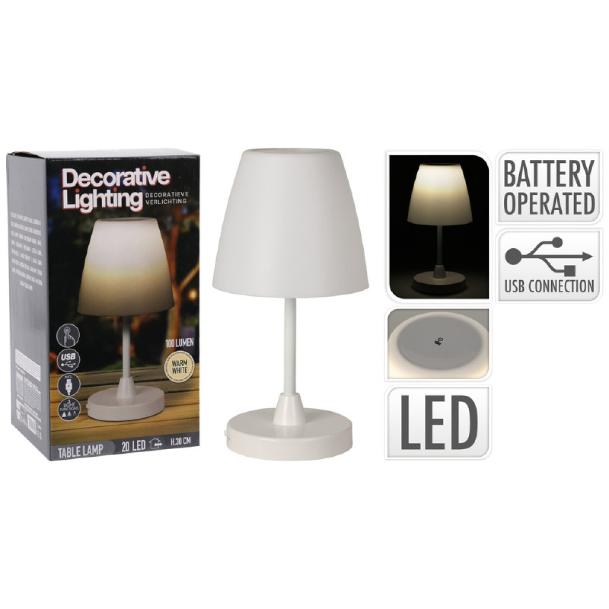 Bordlampe Touch 30cm i gruppen Hjem & Innredning / Belysning & Lykter hos Campmarket (77986)