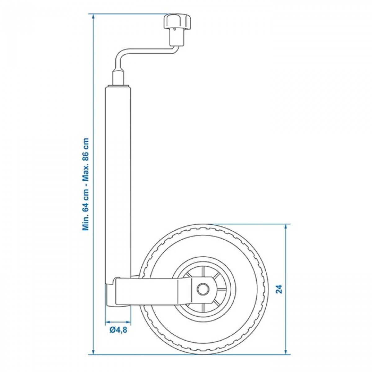 ProPlus Støttehjul 48 mm Plastfelg Med Luftdekk 260x85 mm i gruppen Campingvogn & Bobilt / Chassis / Støttehjul hos Campmarket (78344)