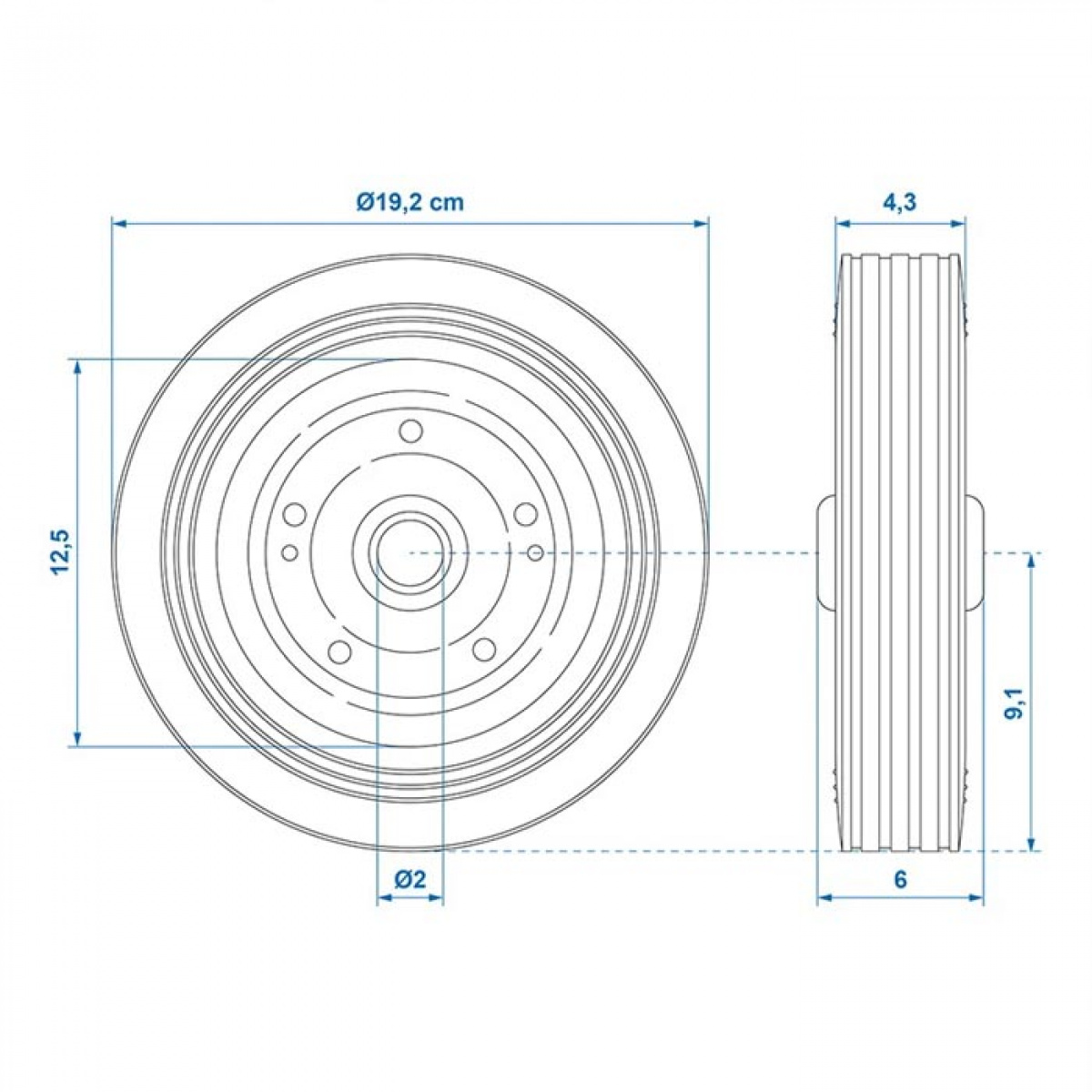 ProPlus Reservehjul Metallfelg Med Gummidekk 200x50 mm i gruppen Campingvogn & Bobilt / Chassis / Støttehjul hos Campmarket (78348)