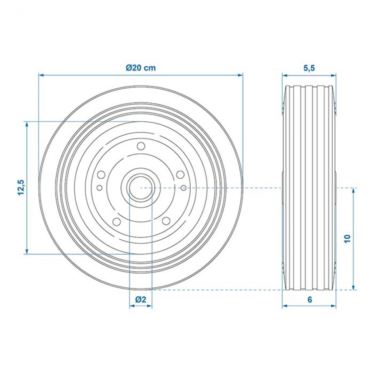 ProPlus Reservehjul Metallfelg Med Gummidekk 200 x 60 mm i gruppen Campingvogn & Bobilt / Chassis / Støttehjul hos Campmarket (78349)