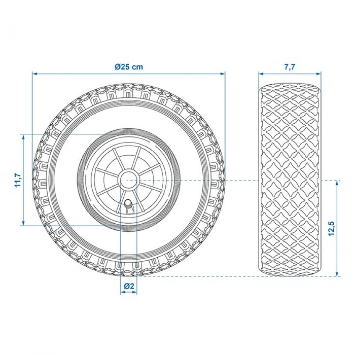 ProPlus Reservehjul Plastfelg Med Luftdekk 260x85 mm i gruppen Campingvogn & Bobilt / Chassis / Støttehjul hos Campmarket (78350)