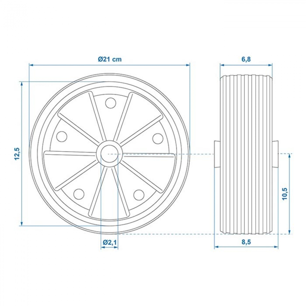 ProPlus Reservehjul Plastfelg Med Fast Gummidekk 220x70 mm i gruppen Campingvogn & Bobilt / Chassis / Støttehjul hos Campmarket (78351)