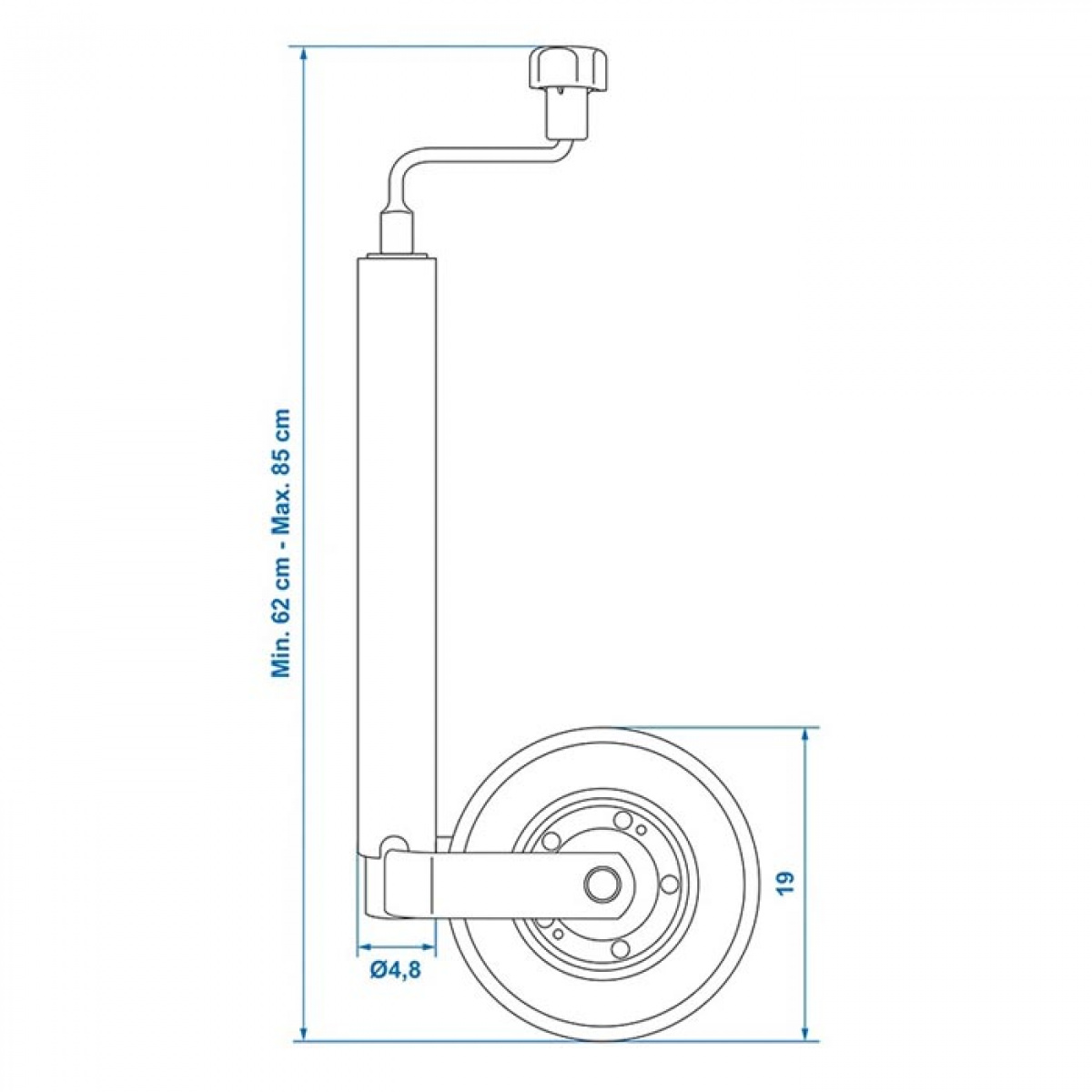 ProPlus Støttehjul 48mm Metallfelg Med Fast Gummidekk 200x50 mm i gruppen Campingvogn & Bobilt / Chassis / Støtteben hos Campmarket (78448)