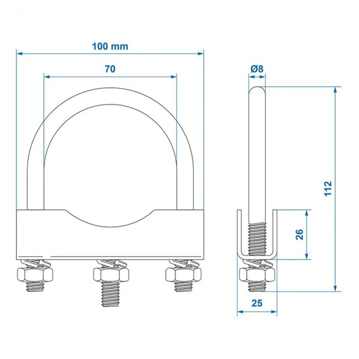ProPlus Støttehjulsklemme U-feste Rund 60/70mm 2-Pack i gruppen Campingvogn & Bobilt / Karosseri / Annet hos Campmarket (78451)