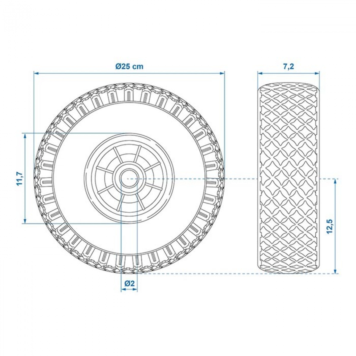 ProPlus Reservehjul Plastfelg Med PU-dekk 260x85 mm i gruppen Campingvogn & Bobilt / Chassis / Støttehjul hos Campmarket (78452)