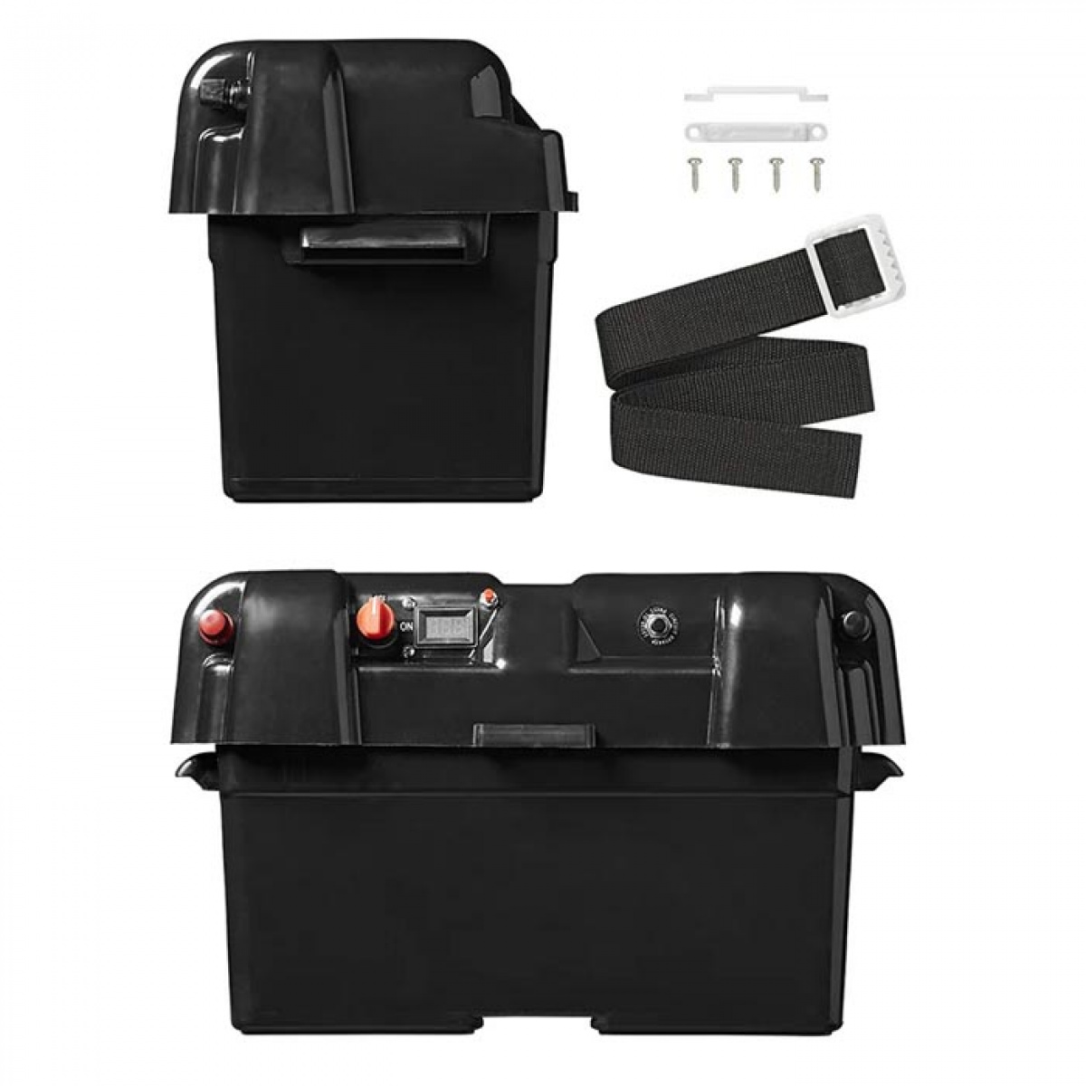 ProPlus Batteriboks 35x18x20 cm 2xUSB-utgang 1x 12V-utgang - Voltmåler i gruppen Campingvogn & Bobilt / Elektronikk / Batterier & Omformere hos Campmarket (78466)