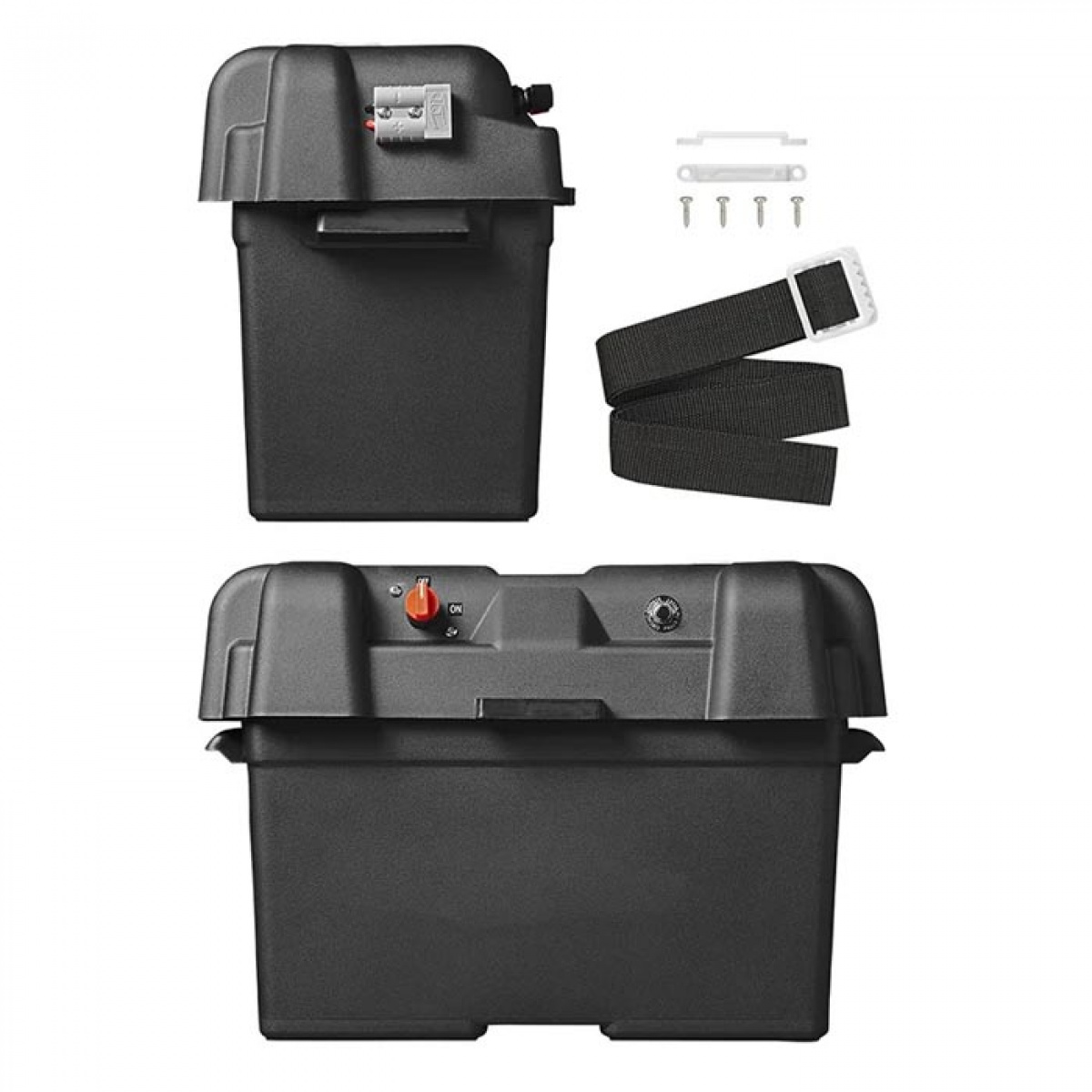 ProPlus Batteriboks 35x18x23cm 2xUSB uttak 1x 12V uttak - Voltmåler i gruppen Campingvogn & Bobilt / Elektronikk / Batterier & Omformere hos Campmarket (78467)