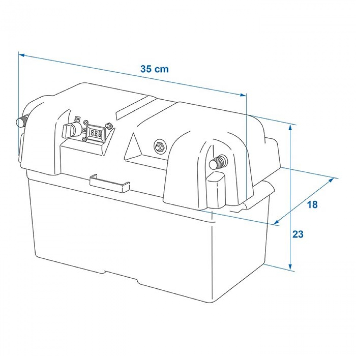 ProPlus Batteriboks 35x18x23cm 2xUSB uttak 1x 12V uttak - Voltmåler i gruppen Campingvogn & Bobilt / Elektronikk / Batterier & Omformere hos Campmarket (78467)