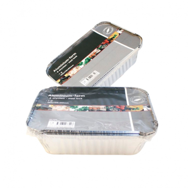 Aluminiumsform 7 dl med Lok 4-pakning i gruppen Husholdning & Kjøkken / Kjøkkenutstyr / Mat & Lageroppbevaring hos Campmarket (79299)