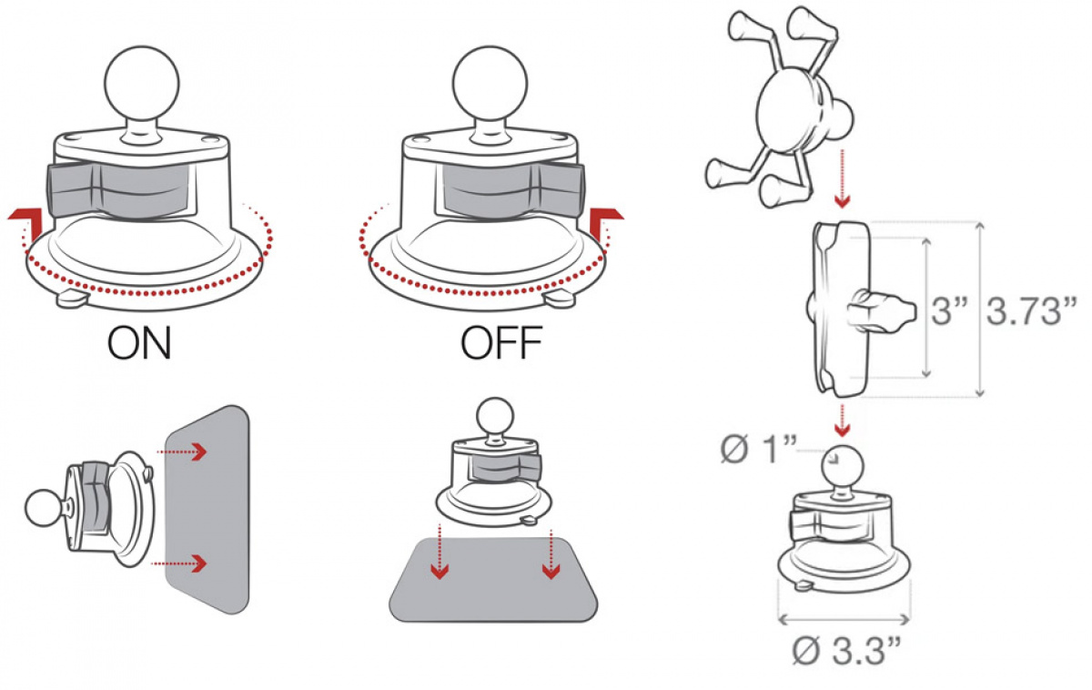 RAM Mounts X-Grip Telefonholder med Sugekopp Medium i gruppen Annet / Tilbehør til telefon og nettbrett hos Campmarket (80215)