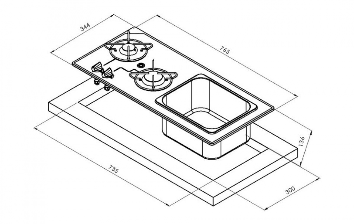 Carbest Komfyr- og Vaskekombinasjon i gruppen Husholdning & Kjøkken / Kjøkkenvasker & Kokeplater hos Campmarket (82628)
