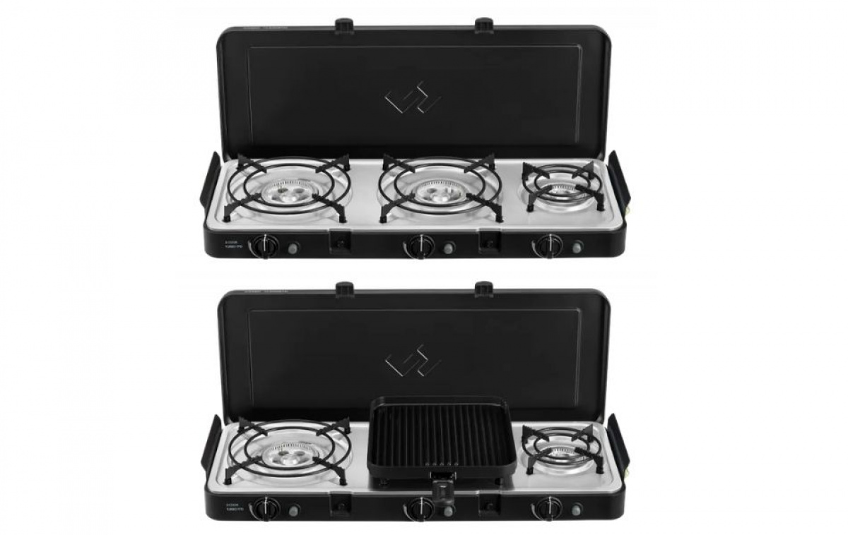 Cadac Gasskomfyr 3-Cook Turbo FFD Deluxe i gruppen Husholdning & Kjøkken / Kjøkkenapparater / Gasskomfyr hos Campmarket (83820)