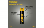 Aqiila Oppladbart 18650-Batteri USB-C