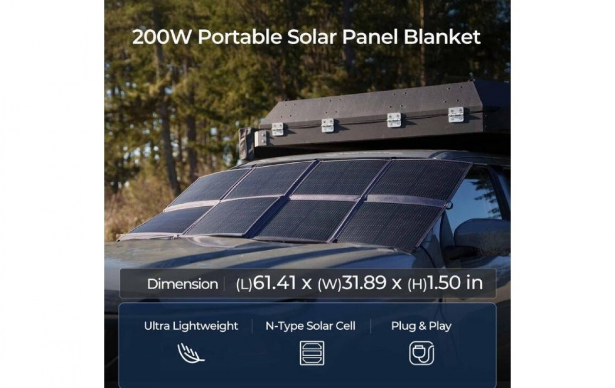 Renogy Bærbart Sammenleggbart Solpanel 200W i gruppen Campingvogn & Bobilt / Elektronikk / Solpaneler hos Campmarket (84584)