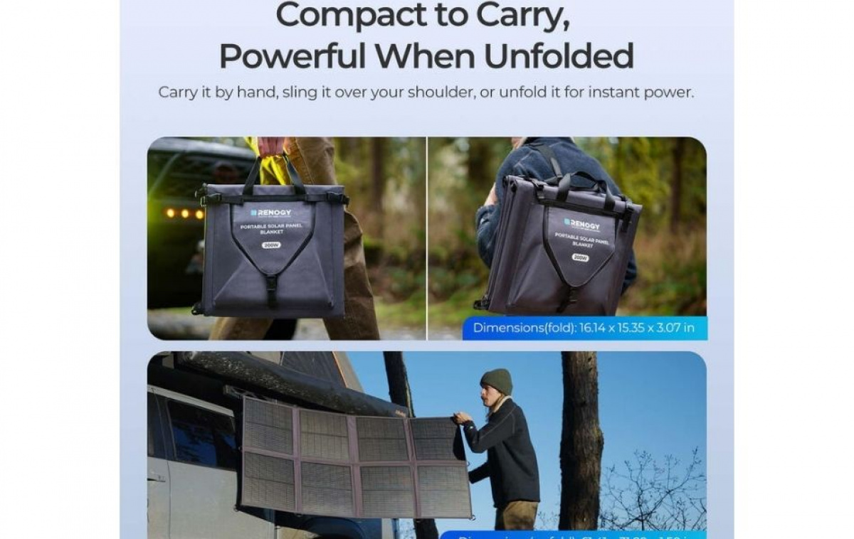 Renogy Bærbart Sammenleggbart Solpanel 200W i gruppen Campingvogn & Bobilt / Elektronikk / Solpaneler hos Campmarket (84584)