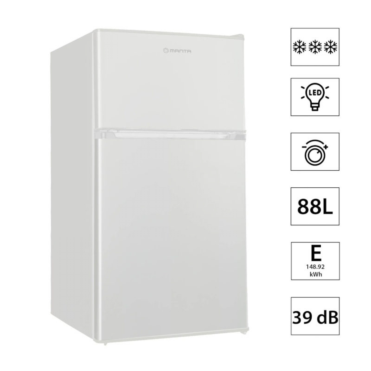 Manta Kjøl og Frys 88L Hvit i gruppen Campingvogn & Bobilt / Varme, Kulde & Ventilasjon / Kjøleskap & Kjølebokser / Øvrige Kjøleskap/Frysere hos Campmarket (84599)