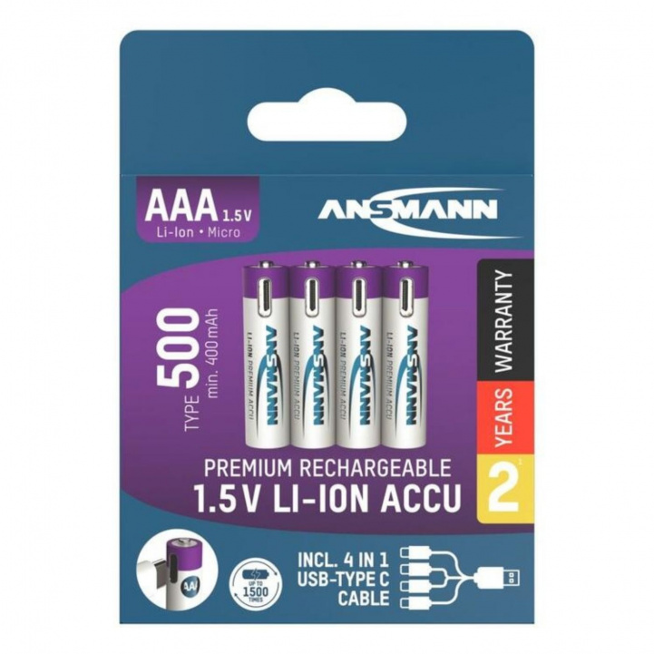 Ansmann Oppladbare Batterier AAA 4-pakning i gruppen Campingvogn & Bobilt / Elektronikk / Batterier & Omformere / Batterier hos Campmarket (84925)